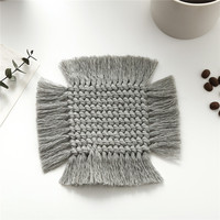 Europe du nord Macramé Tampon Bohême Nappe Tapis De Table Pur Fait À La Main 16 Cm Crochet Coaster Dentelle Tapis de Tasse À Café