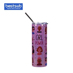 600ml de acero inoxidable aislado espumosos Arco Iris vaso con tapa y pajita 20 oz recta flaco vaso tazas al por mayor - Product Image 6