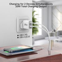 Pengisi Daya USB C PD 20W Adaptor Daya Port Ganda untuk Tablet iPhone Max Galaxy Pixel 4/3 IPad/IPad Mini Tipe C Pengisi Daya Dinding PD Cepat