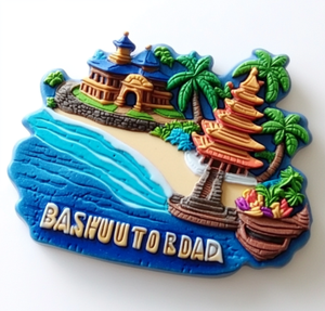 สติกเกอร์แม่เหล็กติดตู้เย็นพิมพ์ลายสามมิติรูปสามมิติชายหาดวัดเกาะตามสั่ง - Product Image 2