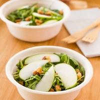 Gianty 2000ml Bols à salade jetables en bagasse de canne à sucre, compostables, écologiques, compatibles micro-ondes, avec couvercle, 50 pièces pour usage festif
