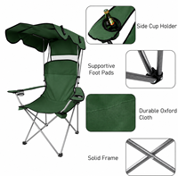 Chaise à baldaquin pliable d'extérieur moderne en fer Hangrui avec porte-gobelet de protection solaire et accoudoirs rembourrés pour les parcs de camping et les restaurants