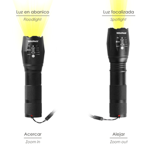 Torcia LED portatile in alluminio alimentata a batteria (3 AAA), 300 lumen, 5 Watt. Con funzione zoom - Product Image 4