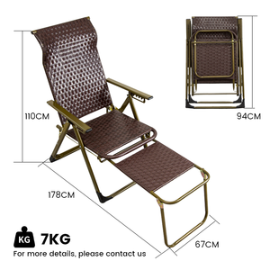 كرسي شاطئ عصري قابل للتعديل، سرير استلقاء خارجي من الراتان مع هيكل معدني للشاطئ وحمام السباحة والحديقة والفناء للفنادق - Product Image 5