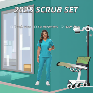 Nouvelle Collection 2025 – Ensemble de Blouse et Pantalon d'Infirmière en Coton Doux Tissé, Détection d'Aiguilles, Fusion Sans Couture, Uniformes d'Infirmière Unisexe - Product Image 2