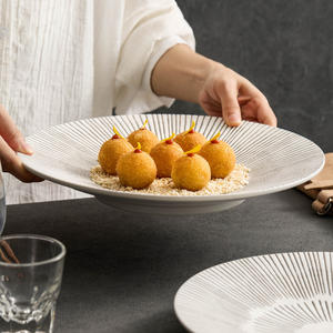 Plato de Verduras de Cerámica Esmaltada Blanca con Doble Espiga para Cocina Artística en el Hogar y Hoteles, Redondo, Apto para Microondas y Lavavajillas - Product Image 2