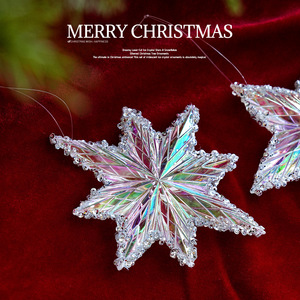 Adornos Navideños LINGKAI, Estrellas Transparentes Iridiscentes, Copos de Nieve, Colgantes Acrílicos para Árbol de Navidad, Decoración Festiva - Product Image 2