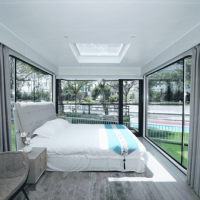 Maison préfabriquée moderne de luxe en structure acier ultra-intelligente N28, habitation en capsule écologique pour hôtel, parc, logement ou bureau