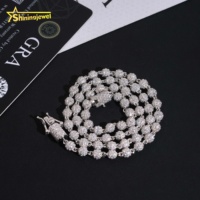 Nouveau Design 5mm Hip Hop Style Collier 925 Bijoux En Argent Glacé VVS Moissanite Diamant Boule Perlée Cubain Lien Chaîne Hommes Femmes