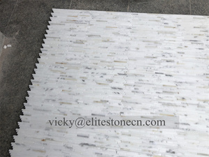 ストリップパターンCarrara Calacattaゴールドバックスプラッシュ大理石モザイクタイル - Product Image 5