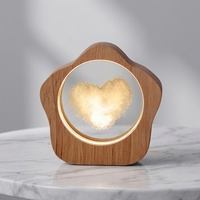 Lampe de nuit LED USB en bois avec cadre étoilé gravé en 3D, cadeau personnalisé en gros