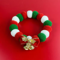 Collier pour animaux de compagnie avec cloche de Noël et boule en peluche longue, accessoire vestimentaire pour chien et chat pour les fêtes d'hiver et de Noël, sans batterie