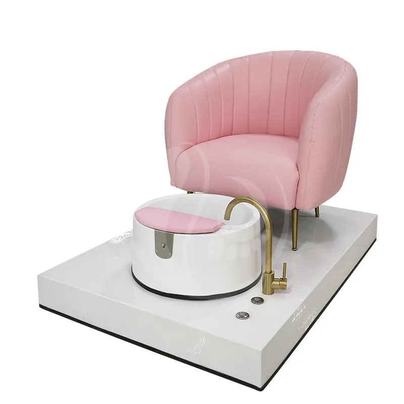 เก้าอี้ทำเล็บแบบเรียบง่ายพร้อมถ้วยและอุจจาระอุปกรณ์ร้านทำเล็บที่ทันสมัยโซฟาอาบน้ำเท้าแบบปรับแต่งได้