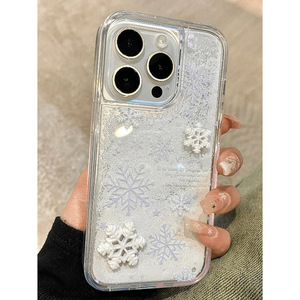 เคสโทรศัพท์ที่เหมาะสำหรับ iPhone 17, Huawei, Oppo, Xiaomi, Vivo ลายเกล็ดหิมะไหลแบบเหลว สำหรับฤดูใบไม้ร่วงและฤดูหนาว ป้องกันการกระแทก - Product Image 1