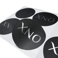 Étiquettes autocollantes personnalisées de haute qualité avec logo estampé à chaud, imperméables, en papier synthétique rond, noir, marque supérieure PTE