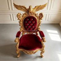 Fauteuil de luxe français en bois massif, style aigle, pour villa, salon, mobilier européen baroque, canapé en velours rouge et bois sculpté doré