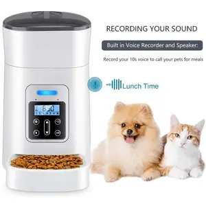 Distributore automatico di cibo per cani da 4 litri con allarme di distribuzione registratore vocale Timer programmabile mangiatoia per animali domestici fino a 6 pasti