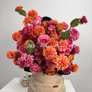 Boules de fleurs artificielles réalistes en soie DKB, centres de table pour mariage, décorations de table, faites à la main, blanc, rose, rouge - Product Image 4