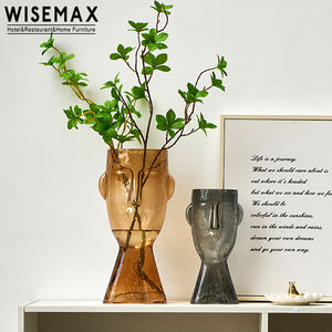 WISEMAX MEUBLES Offre Spéciale Italie meubles de salon décor à la maison vase en verre créatif brun sourire visage verre bourgeon pots de fleurs - Product Image 6
