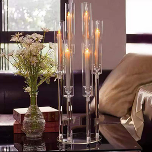 Porte-bougie de mariage finition or glamour, décoration de luxe pour la cérémonie de mariage, décoration de fond d'allée - Product Image 3