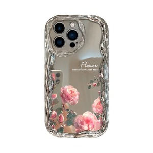 Coque de téléphone rafraîchissante pour femme avec motif de fleurs roses vives et bord ondulé électroplaqué pour <span class=keywords><strong>iPhone</strong></span> 17, 16, 15, 14 Pro Max, 13, <span class=keywords><strong>12</strong></span>, 11 - Product Image 5