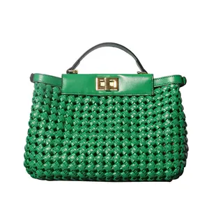 British fashion brand handbags for women luxury handmade woven leather bag ladies hand bags pu leather