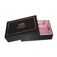 Boîte noire en papier de deux pièces de Super qualité, cadeau de Lingerie, couvercle d'emballage de vêtements et boîte en papier de Base avec Satin