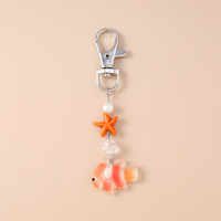 Llaveros de Playa de Verano con Temática Oceánica, Lindos Llaveros de Pez Payaso, Llaveros de Vida Marina, Anillo de Llavero de Estrella de Mar, Colgante de Dijes Marinos, Llavero en Miniatura