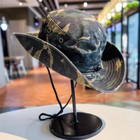 Sombrero de Pescador Táctico Personalizado al por Mayor con Logotipo, 100% Algodón, Unisex, para Pesca, Camping, Protección Solar, Ajustable de 54-62 cm, OEM, en Blanco
