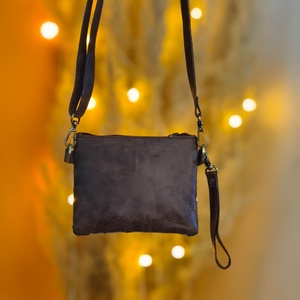 Sac à bandoulière bohème géométrique en cuir véritable fait main avec franges et pierres turquoise, le plus vendu - Product Image 5