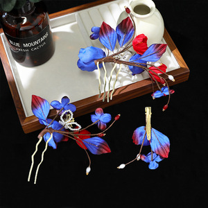 Nouvelle épingle à cheveux florale classique de style chinois, de couleur violet-rouge, accessoire de coiffure pour robe de mariée, accessoire rétro de style chinois pour cheongsam. - Product Image 3