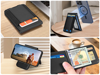 Support de téléphone magnétique pliable personnalisé avec fonction pince à billets, porte-cartes de crédit avec blocage RFID