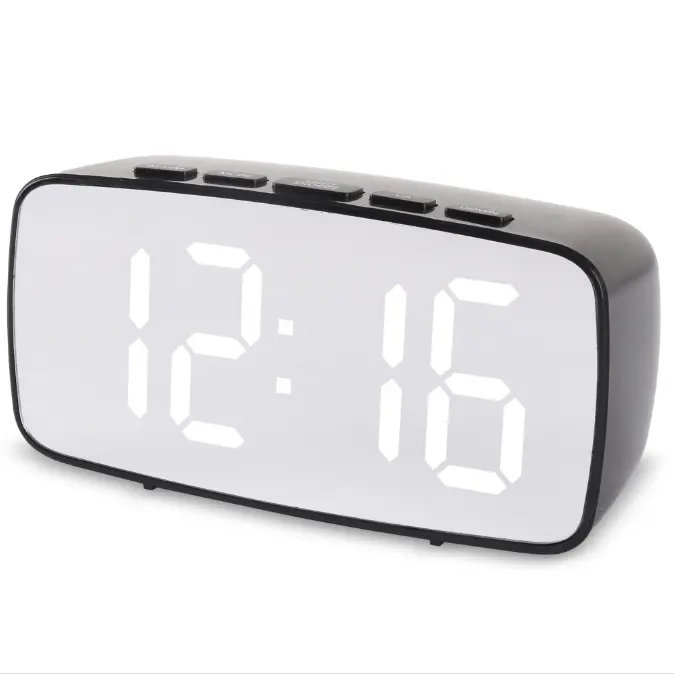 Mini LED Module Electronic Digital Desk & Table Mirror Alarm  Clock With Snooze Backlight For Modern Gift Decoration Office