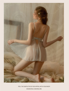 2024 nouveau Sexy maille Perspective tentation pur désir et sous-vêtement amusant avec coussin de poitrine pyjamas - Product Image 6
