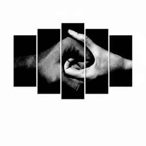 Yin Yang Hands Canvas Art: Black and <b>White</b> Printed Design,SET OF 5 CANVAS - Product Image 2