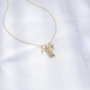 Collana con nome in cristallo pendente personalizzato con nome in zircone pieno con <span class=keywords><strong>pietra</strong></span> di nascita nome diamante 925 gioielli in argento massiccio personalizzati - Product Image 3