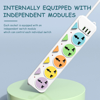 Multiprise USB multifonction pour le commerce extérieur, Asie du Sud-Est, avec interrupteur indépendant, prise universelle, planche de câblage, rallonge
