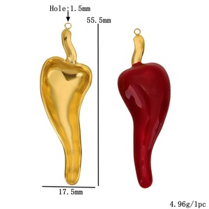 Colgantes Temáticos de Resina de Acero Inoxidable con Forma de Chile y Berenjena, Accesorios de Joyería DIY, Dijes de Moda Unisex - Product Image 2