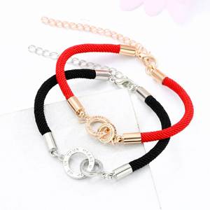 New Double <b>Ring</b> <b>Couple</b> Bracelets Men and Women Commemorative Gifts Wild Interlocking Bracelet Hand-woven Hand Rope - Product Image 2