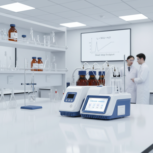 เครื่องวิเคราะห์ปริมาณน้ำในสารเคมีทางเภสัชกรรมแบบอัตโนมัติ Karl Fischer Titrator ราคาโรงงาน ความแม่นยำสูง รับประกัน 1 ปี - Product Image 1