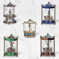 Horloge mécanique vintage et unique en émail cloisonné chinois / Bronze vert/bleu pour aquarium animé