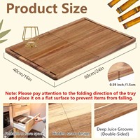 Planche à découper pliable en bois d'acacia avec rainure pour jus, épaisseur 1,5 cm, rectangulaire, extra large, plateau de service, plateau à découper, utilisation en cuisine