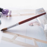 Pinceau à ongles rond en acrylique classique avec manche en bois rouge, 100% poils de Kolinsky Sable, logo personnalisé pour salon de manucure professionnel