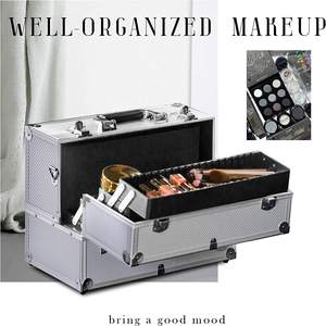 Portable <b>Makeup</b> <b>Case</b> Organizer with 6 Adjustable Trays Professional Artist Cosmetic Box for <b>Makeup</b> Artist Nail Technician - Product Image 2