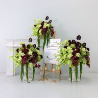 Boule de fleurs artificielles moderne, nouvelle, verte et bordeaux, pour centre de table de mariage, arrangement floral, décoration de vitrine et de scène