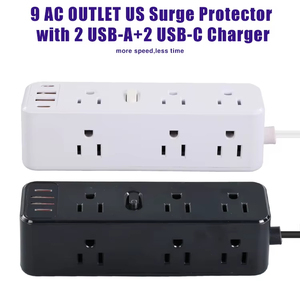 Mỹ công nghiệp 15A 125V Điện mở rộng ổ cắm Mỹ điện dải bảo vệ tăng 9 cửa hàng 2 cổng USB 2 cổng USB-C 1.5m - Product Image 1