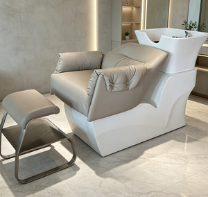 Modern Stainless Steel Shampoo <b>Chair</b> Semi <b>Reclining</b> Salon Hair Washing Bed with Basin <b>Massage</b> <b>Chair</b> for Barber Shop - Product Image 1