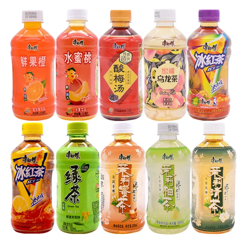 도매 이국적인 음료 과일 맛 차 음료 330ml 병 음료 Kangshifu 차 음료