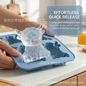 Molde para cubitos de hielo Highland Cow, bandeja de silicona de 6 cavidades para enfriar bebidas - Product Image 4