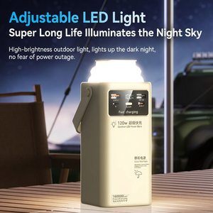 Estación de Energía Portátil de 160000mAh y 120W con Carga Rápida, Pantalla LED y Luz Integrada, Color Blanco - Product Image 3